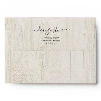 Small Personalized Rustic Wood Background Envelope Front View
