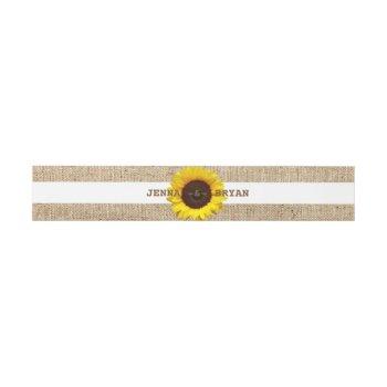 Small Personalized Sunflower Burlap Rustic  Belly Band Front View