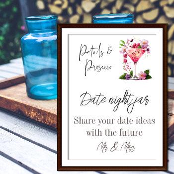 Small Petals & Prosecco Floral Baby Shower Date Game Poster Front View