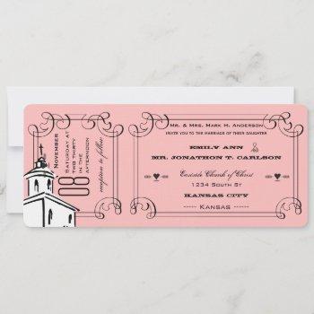 Small Photo Any Color Romantic Chapel Ticket Wedding Front View