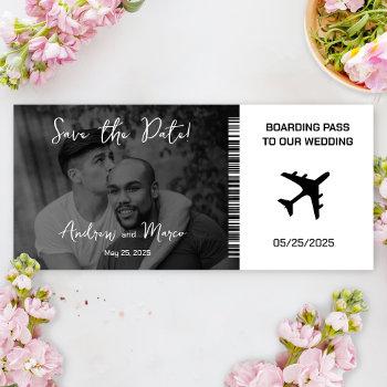 Small Photo Boarding Pass Wedding Save The Date Front View