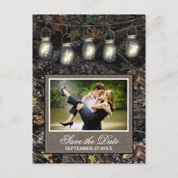 Small Photo Country Mason Jar Camo Save The Date Front View
