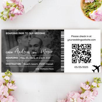photo destination boarding pass wedding invitation