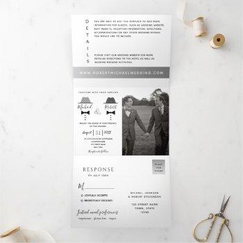 photo gay wedding tri-fold invitation