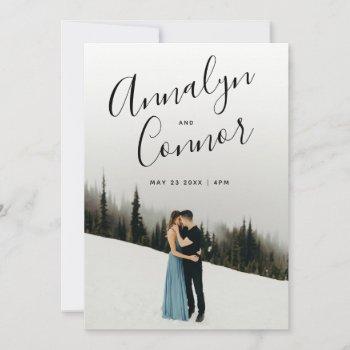 Small Photo Modern Script | Simple Clean Wedding Front View