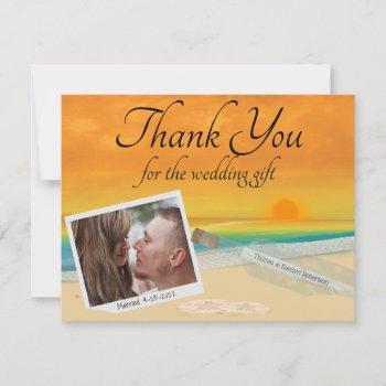 photo thank you beach wedding or anniversary card