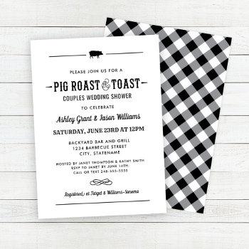 pig roast and toast black wedding couples shower invitation