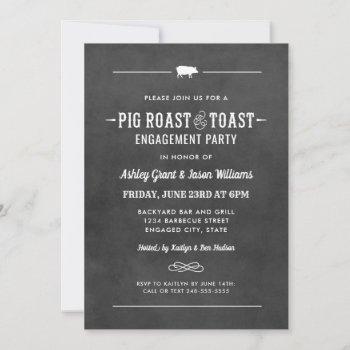 pig roast and toast chalkboard wedding engagement invitation