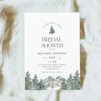 pine tree mountain forest bridal shower invitation
