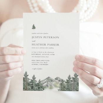 pine tree mountain forest mountain wedding invitation