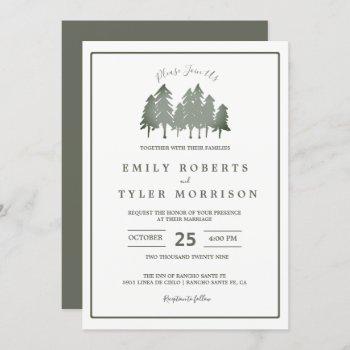 pine trees woodland forest wedding invite