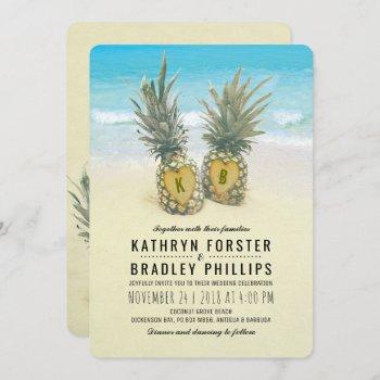pineapple tropical beach destination wedding invitation