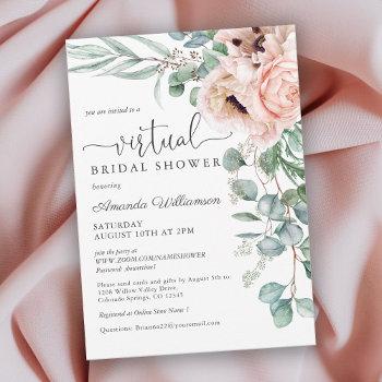 pink and beige floral virtual bridal shower invitation