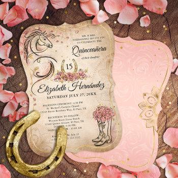 Small Pink And Gold Quinceanera Rustic Horse Birthday Front View