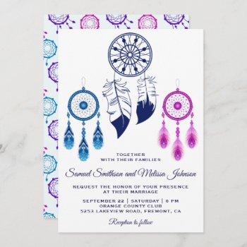 Small Pink Blue Dream Catcher Wedding Front View