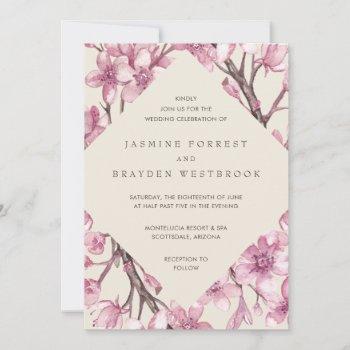 Small Pink Cherry Blossom Geometric Floral Wedding Front View