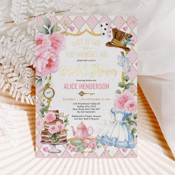 Small Pink Floral Alice In Wonderland Baby Shower Tea Foil Front View