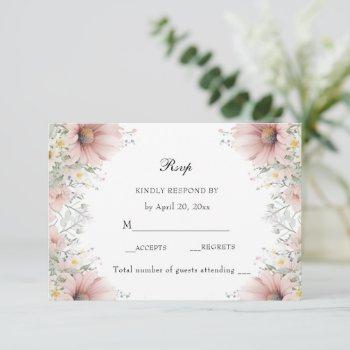 Small Pink Floral Spring Pastel Wild Flowers Rsvp Front View