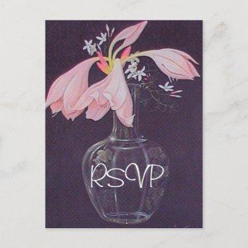 Small Pink Floral Wedding  Rsvp With Photo Front View