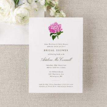 pink hydrangea grandmillennial bridal shower invitation