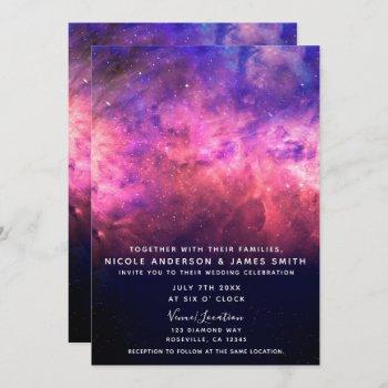 Small Pink Purple Starry Sky Cosmic Galaxy Sky Wedding Front View