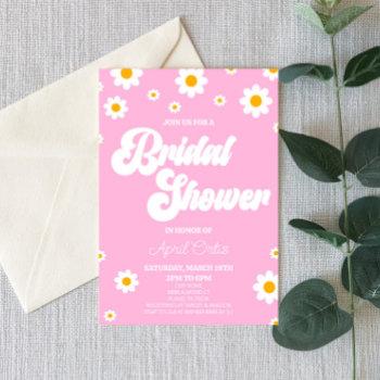 pink retro daisy flower bridal shower invitation