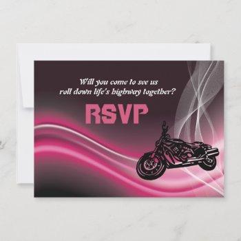 Small Pink Road Biker Wedding Rsvp Response Front View