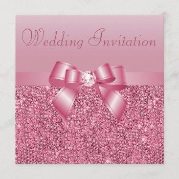 Small Pink Sequins, Bow & Diamond Wedding Front View