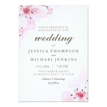 Small Pink Watercolor Cherry Blossoms Wedding Front View