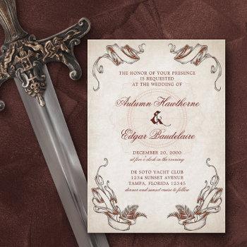 pirate vintage scroll wedding invitation