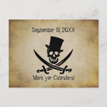 Small Pirate Wedding Save The Date Post Front View