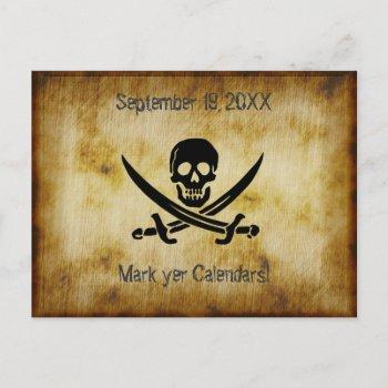 pirate wedding save the date postcard