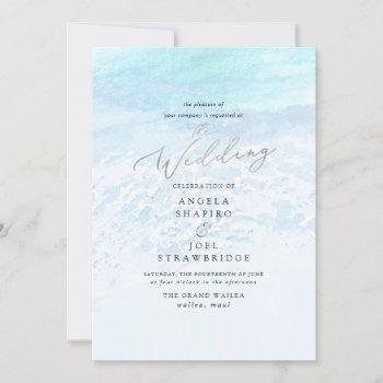 pixdezines crystal blue shoreline, beach wedding invitation