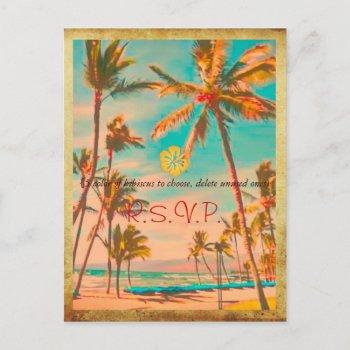 Small Pixdezines Vintage Hawaiian Beach/teal  Post Front View