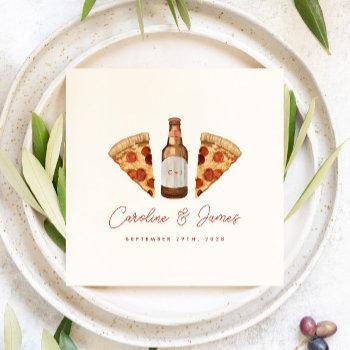 Small Pizza & Beer Casual Couples Wedding Baby Shower Napkins Front View