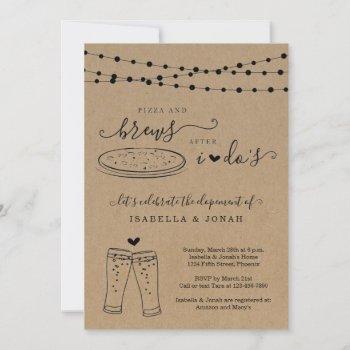 pizza & brews after i dos reception only elopement invitation