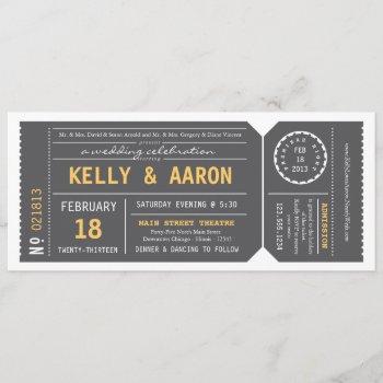 playbill theater ticket wedding invitation - gray