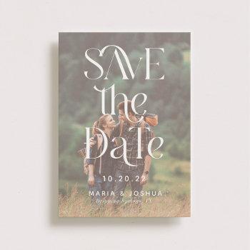 Small Playful Typography Wedding Photo Save The Date Front View