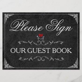 Small Please Sign Our Guestbook Halloween Skeletons Sign Front View