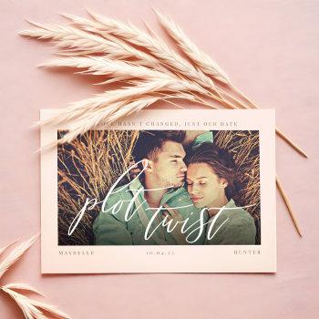 Small Plot Twist Modern Minimal Calligraphy & Photo Save The Date Front View