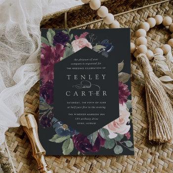 plum blossom geometric frame wedding invitation