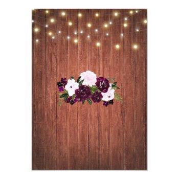 Small Plum Floral Lights Rustic Wood Wedding Back View