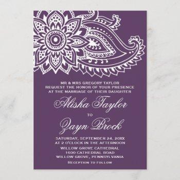 Small Plum Indian Paisley Formal Wedding Front View