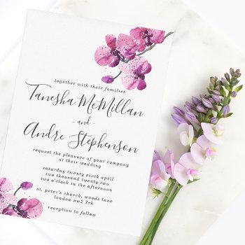 Small Plum Watercolor Orchids Wedding Front View