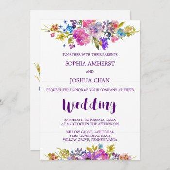 plum wedding invitation card with monogram backing