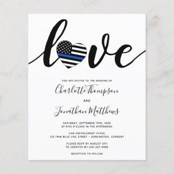 police wedding thin blue line budget invitation