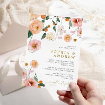 poppies flowers wedding invitation