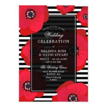 Small Poppies & Stripes - Black & Red Wedding Front View