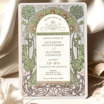poppy wedding invitations art nouveau by mucha
