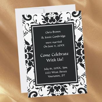 Small Post Wedding Announcement Party  Damask Front View